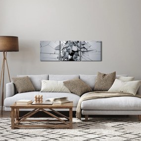 3D absztrakciós kép (órával) (90x30 cm)