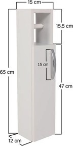 Fürdőszobai szekrény WC fölé LUMERO, fehér