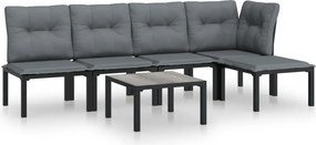 vidaXL 6 részes fekete és szürke polyrattan kerti ülőgarnitúra