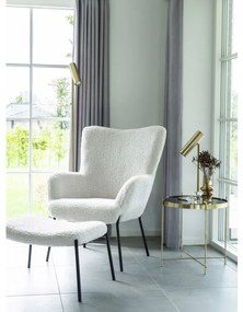 Glasgow fotel, mesterséges báránybőr, fehér fekete lábakkal