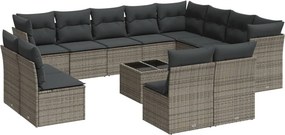 vidaXL 13 részes szürke polyrattan kerti ülőgarnitúra párnákkal