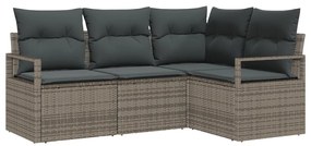 Kerti Kanapé Szett 4 pcs Szürke Poli rattan