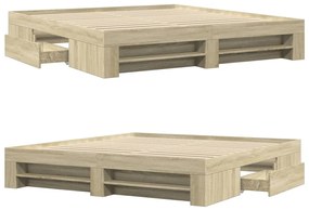 sonoma tölgyszínű szerelt fa ágykeret matrac nélkül 200x200 cm