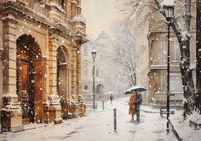 Poszter 66,5x46,5cm Téli séta az óvárosban