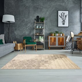 Flora kockás modern mintájú szőnyeg (Beige) 40x70 cm