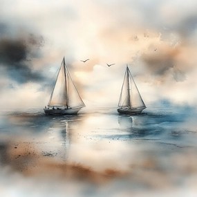 Vászonkép Canvas Tájkép Víz Tó Tenger Vitorlás Pihenés 40x40