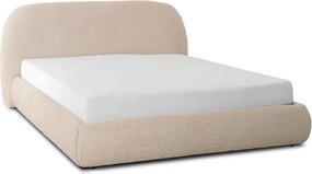 Ágy 160x200 cm méretben, ágyneműtartóval, bézs színben, bouclé kárpittal ROSSO