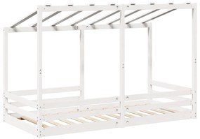 fehér tömör fenyőfa gyerekágy tetővel 90 x 200 cm