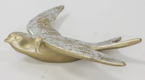 Koptatott fém fecske faldekoráció patinás óarany 17x14x3cm