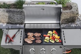 OKLAHOMA BBQ gázgrill, 3 égővel, nyomáscsökkentő szeleppel, ezüst Penta CZ