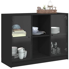 fekete szerelt fa tálalószekrény 102x37x75,5 cm
