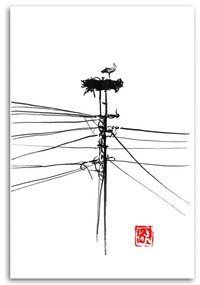 Gario Vászonkép Gólya a fészekben - Péchane Méret: 60 x 90 cm