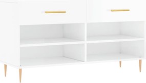 vidaXL magasfényű fehér szerelt fa cipőpolc 102x35x55 cm