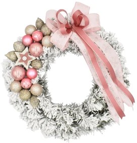Havas karácsonyi koszorú ajtóra Rózsaszín 35 cm