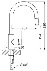 ALVEUS 1129020 - Mosogatócsap kihúzható permetezővel DELOS 38 cm gránit/bézs