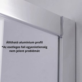 Stuxi Nizza 120x90 cm aszimmetrikus két tolóajtós zuhanykabin 6 mm vízlepergető biztonsági üveggel, króm elemekkel, 190 cm magas, zuhanytálcával és szifonnal