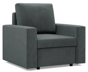 Zeus fotel, egyenes kartámasz, bársony, bonell töltet, szürke