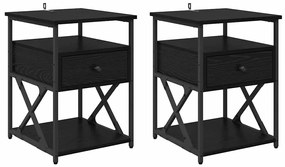 Éjjeliszekrény 2 pcs Musta tammi 40 x 42 x 55 cm Faanyag