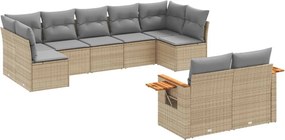 vidaXL 9 részes bézs polyrattan kerti ülőgarnitúra párnákkal