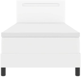 Boxspring Ágy Matraccal - Fehér 100x200 cm Műbőrből.