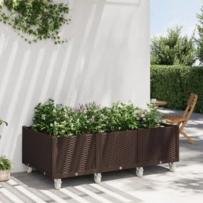 vidaXL barna polipropilén rácsos kerekes ültetőláda 150 x 80 x 54 cm