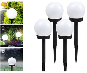 4 db-os Napelemes leszúrható 10 cm gömb kerti LED lámpa, 35 cm magas, HT