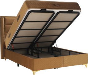Boxspring ágy 160x200, világosbarna, GOLDBIA
