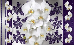 Flizelin fotótapéta Orchideák fehér-lila virágok minta 368x254 +ragasztó