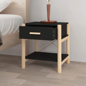2 db fekete szerelt fa ágy melletti asztal 42 x 38 x 45 cm