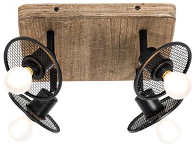 Ipari mennyezeti spotlámpa fekete fával 4 lámpás - Jasmine