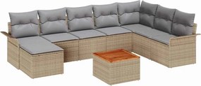 vidaXL Kerti Kanapé Szett 9 pcs Beige és Világosszürke polirattan
