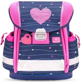 Iskolatáska, fémcsat, BELMIL Classy Simple Hearts, rózsaszín szív (BL40313AG51L)