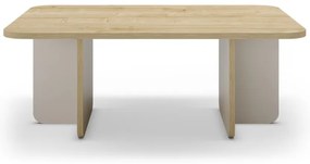 Krémszínű-natúr színű dohányzóasztal tölgyfa dekoros asztallappal 56x100 cm Hillary – Marckeric