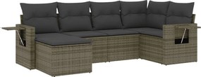 vidaXL 6 részes szürke polyrattan kerti ülőgarnitúra párnákkal