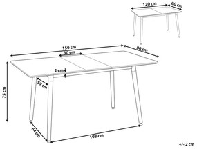 Fehér Világos Fa Bővíthető Étkezőasztal 120/150 x 80 cm MIRABEL Beliani