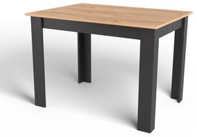 AKCIÓ Fekete étkezőasztal arany tölgy craft dekorú asztallappal MADO 120x80 II. osztályú