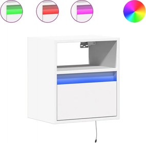 vidaXL 2 db fehér falra szerelhető éjjeliszekrény LED-világítással