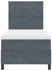 Boxspring Ágy Matraccal és LED-del Sötétszürke 90x200 cm Bársonyos