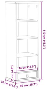 Corona tömör fenyőfa CD-szekrény 40 x 30 x 110 cm
