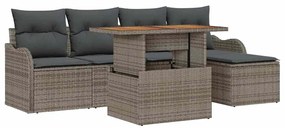 vidaXL Kerti Kanapé Szett tárolóval 6 pcs Szürke Poli rattan