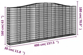 íves horganyzott vas gabion kosár 400x30x160/180 cm
