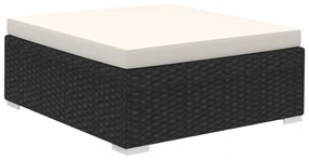 8-részes fekete polyrattan kerti bútorszett párnákkal
