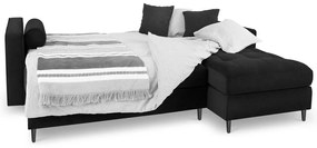 Santo fekete kinyitható bársony sarokkanapé, jobb oldali - Milo Casa