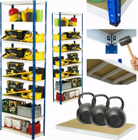 Tárolószekrény fém állvány Helios 270x110x30cm 8Px350kg Tömör Magas