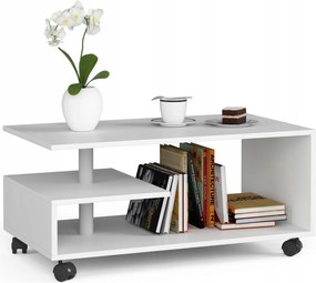 Pad dohányzóasztal Vini fehér 90x51cm kerekes Akd