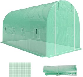 Outsunny üvegház takaró 4 x 2 m (400 x 200 x 200 cm) — vízálló PE, cipzáras feltekerő ajtó, 8 szellőzőablak, UV- és szakadásálló | Aosom