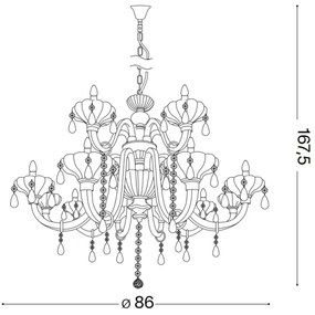 Ideal Lux - Kristály csillár láncon CONTINENTAL 12xE14/40W/230V átm. 86cm átlátszó
