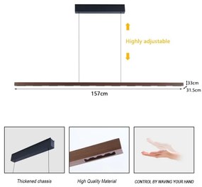 Immax NEO 07309L-LED dimmelhető drótkábeles csillár érzékelővel MADEIRA 37W/230V 157 cm dió