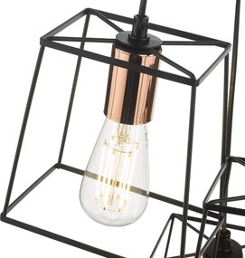 Dar Lighting vintage függeszték tower matt fekete réz dartow0322