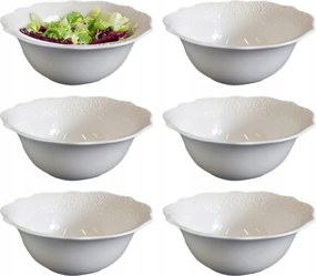 6x Saláta 550 ml. Porcelán Tudor England 16cm Snack Szett Fehér
